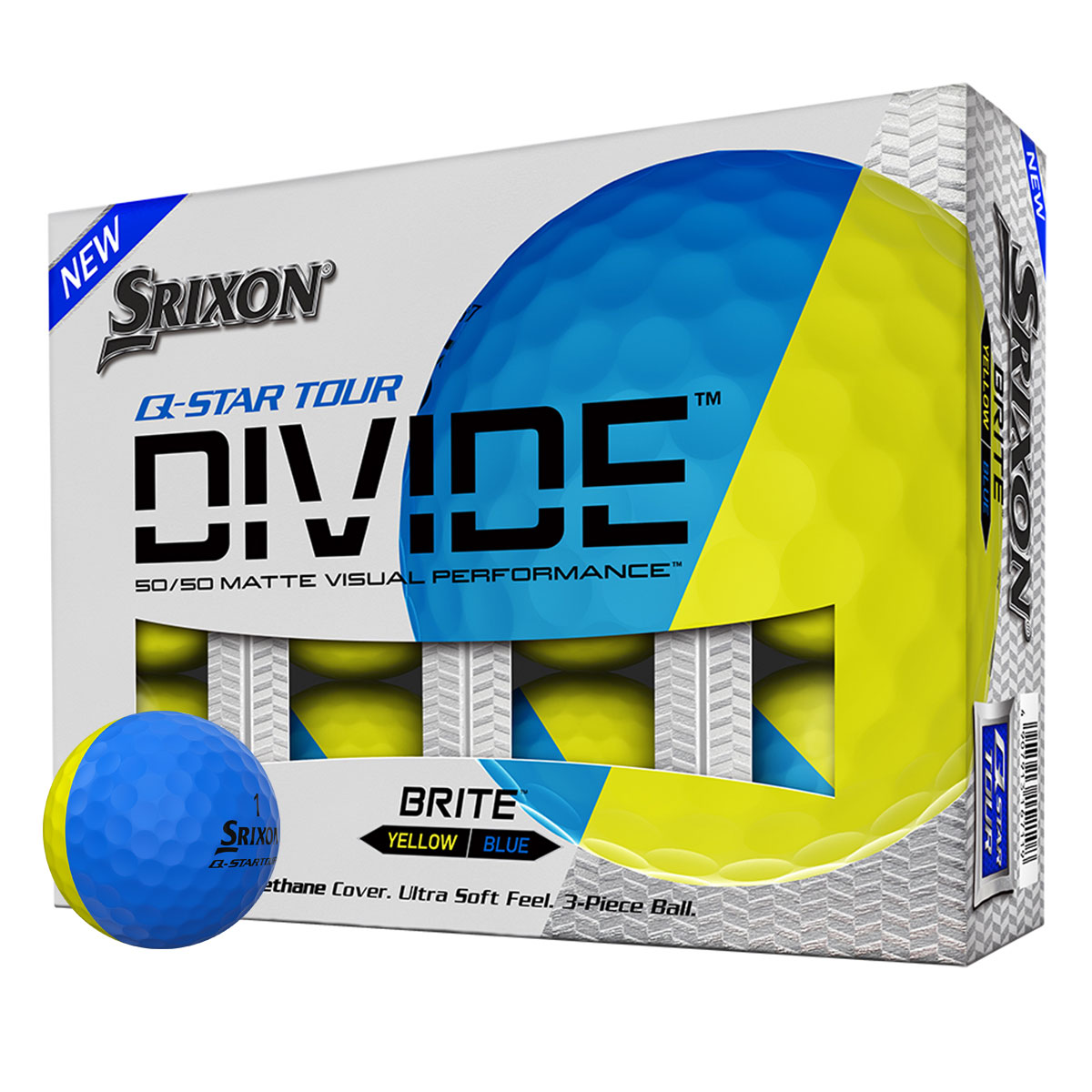 Srixon Q-Star Tour Divide Golf Balls - Blue / Yellow Dozen