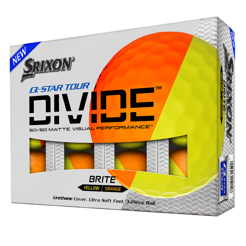 Srixon Q-Star Tour Divide Golf Balls - Orange / Yellow Dozen