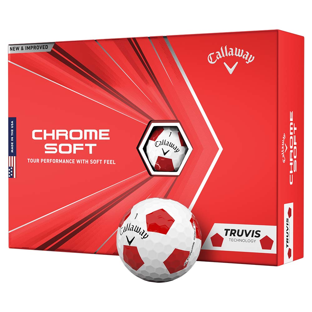 Callaway Chrome Soft Golf Balls - 1 Dozen Truvis White/Red